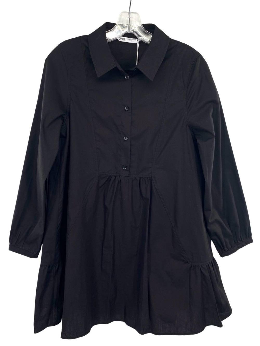 Zara Join Life Collection Black Poplin Cotton Shirt Dress New Size Small